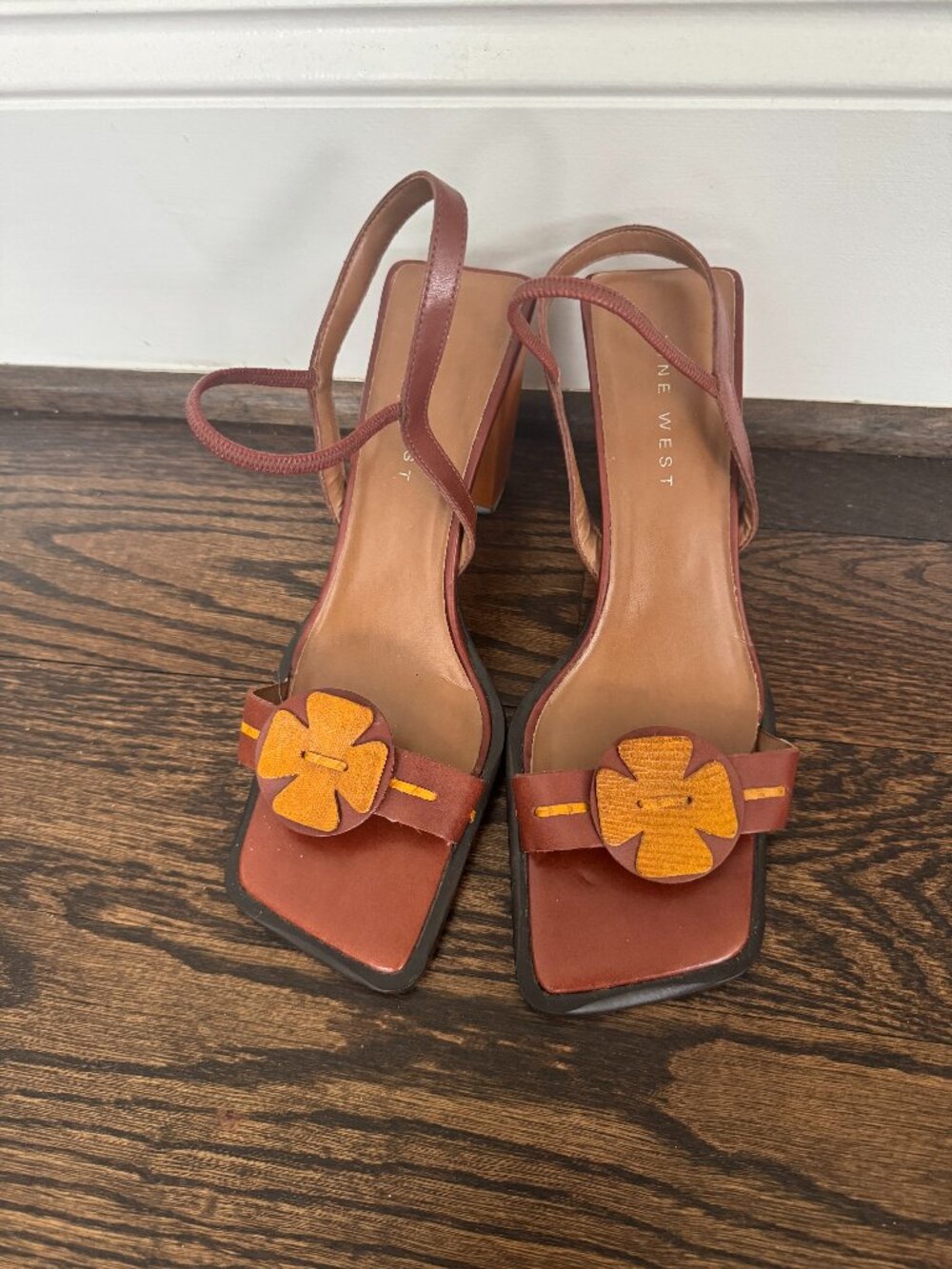 Mahogany and Orange Strappy Sandals Size 10